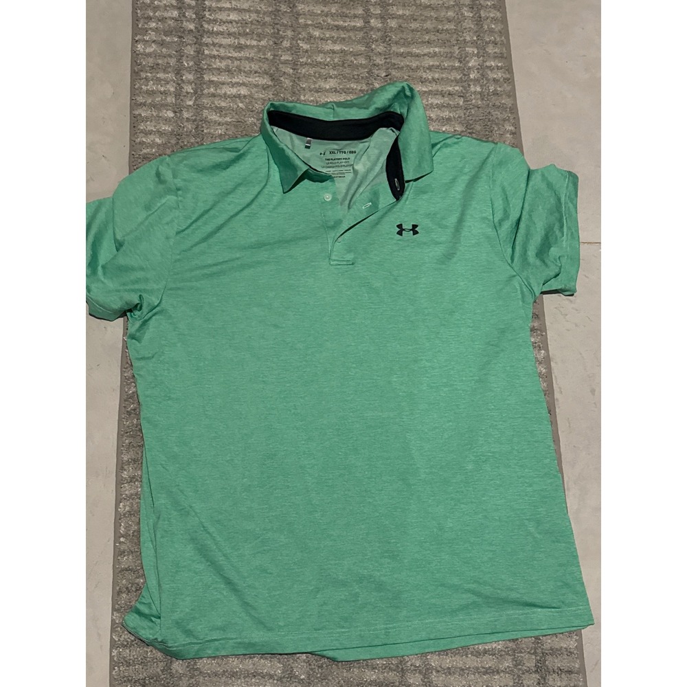 Under Armour Mens Playoff Polo Shirt Green Heather HeatGear Golf XXL 1351131